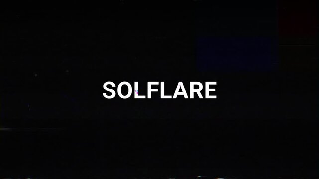 Abstract digital glitch text with chromatic aberration and static noise on black background