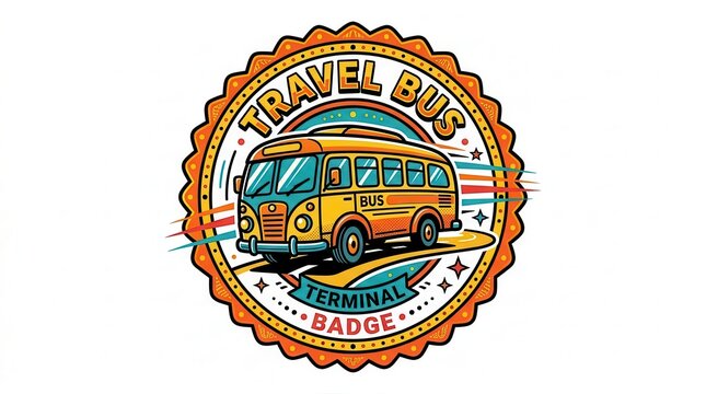 Vintage travel bus terminal badge