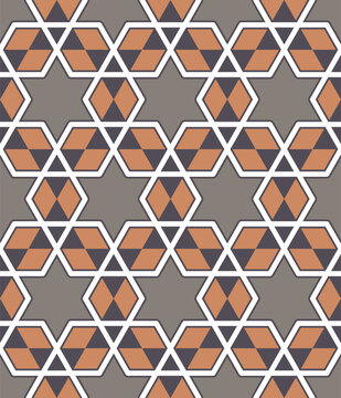 Islamic geometric seamless pattern with star mosaic tiles