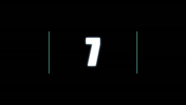 Minimalist Digital Countdown Numbers Graphic with Vertical Blue Lines on Black Background for Countdown Timer and UI Design
