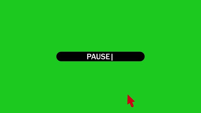Continue button click animation with mouse cursor on green background. 4k video