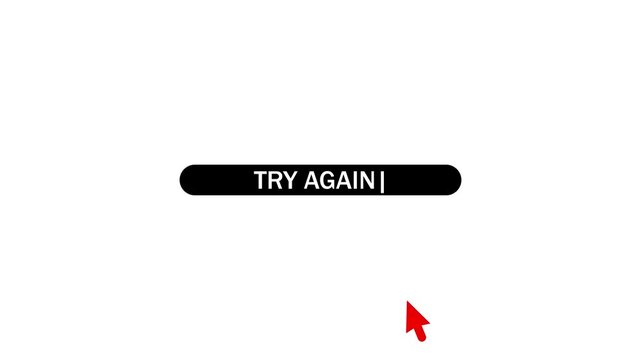 Try again button click animation with mouse cursor on white background