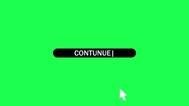 Continue button click animation with mouse cursor on green background