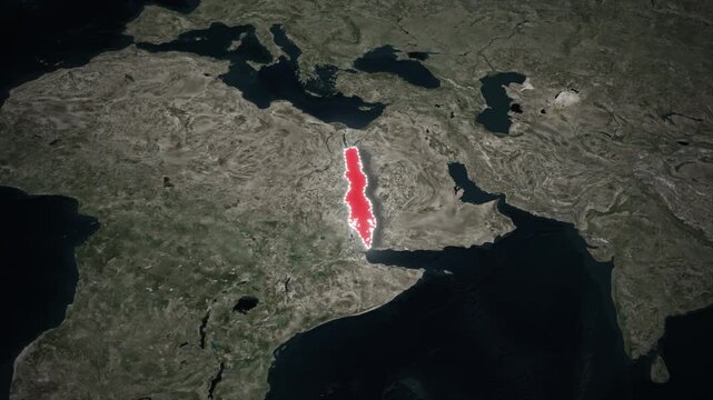 Red Sea Map Highlight Animation on Satellite Earth Background