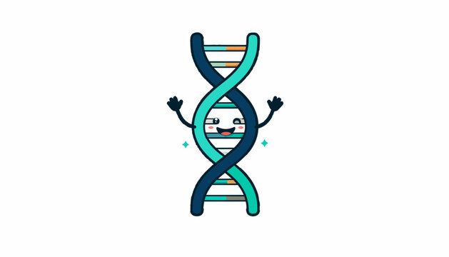 Happy dna helix mascot for biotechnology concepts