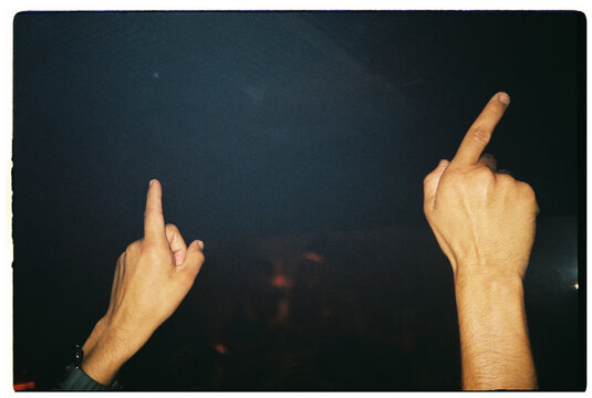 Raised  party hands cheering