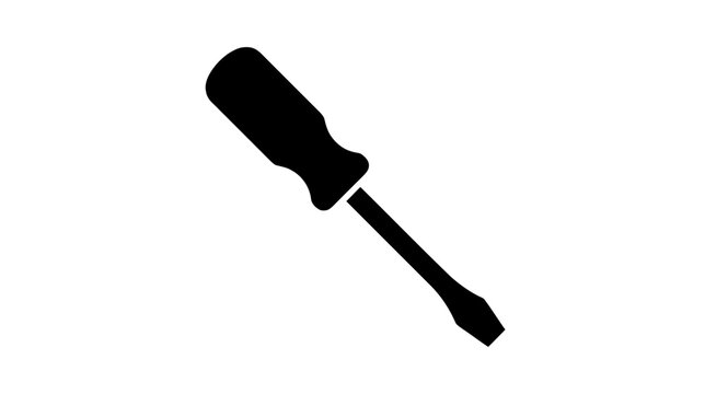 Vector illustration of black silhouette icon of a flathead screwdriver on a transparent background