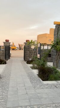 Historic stone architecture of Bani Anif Mosque in Madinah, Saudi Arabia.