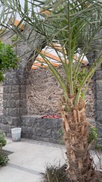 Historic stone architecture of Masjid Bani Anif in Madinah, Saudi Arabia.
