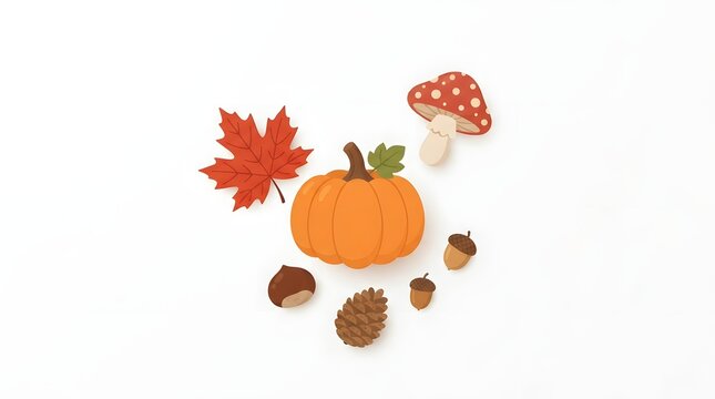 Festive thanksgiving background with pumpkins maple leaves autumn elements