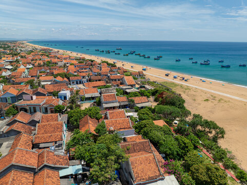 Coastal Fishing Village Aerial