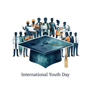 International youth day and youth empowerment concept on background.