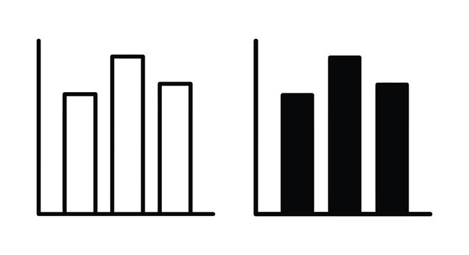 Bar Graphs With Varying Heights Black And White Line Art Illustration