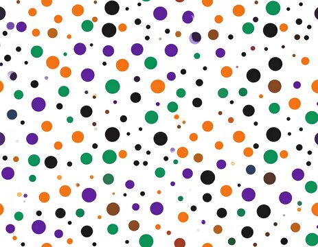 Halloween Polka Dot Abstract Pattern with Orange, Purple, Green, and Black Colors