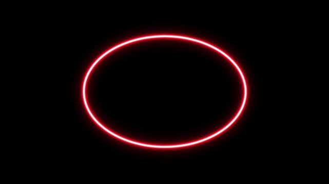 neon circle frame with light flicker, neon circle stroke light loopable 4k alpha channel overlay.