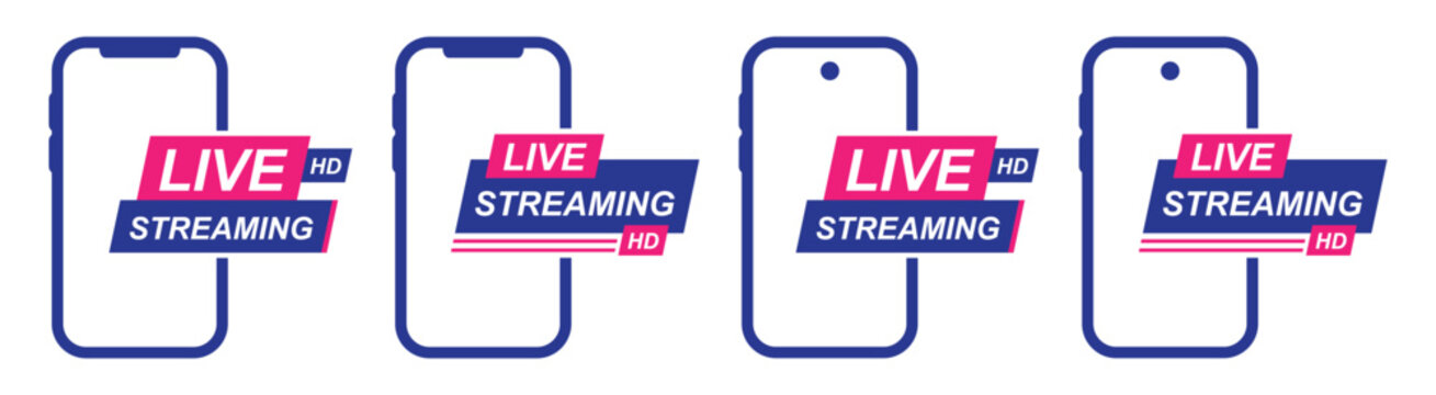 Live streaming on phone icon illustration