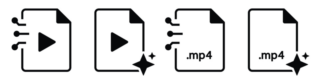 Ai video document file generate icon illustration