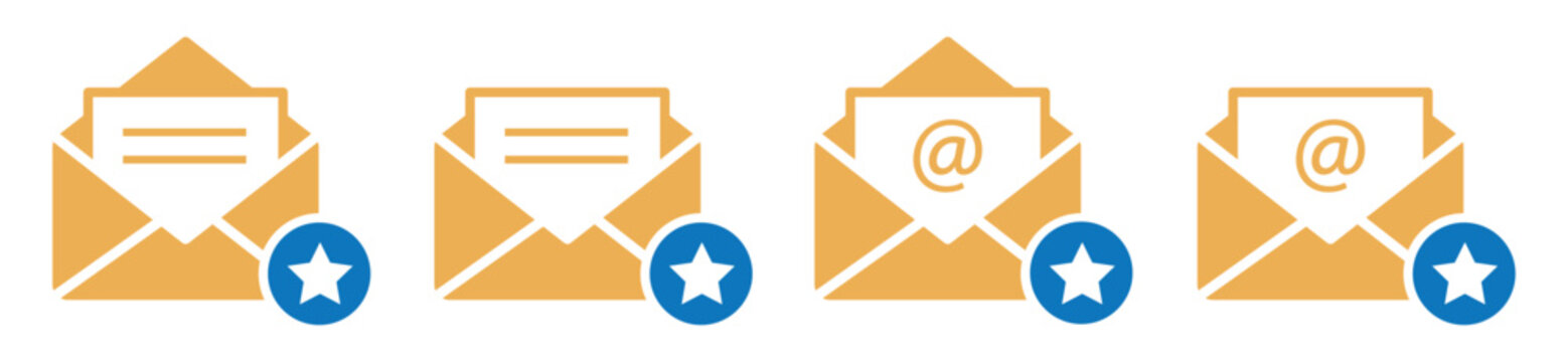 Mail message favorite set icon illustration