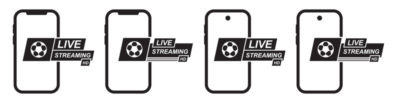Football live streaming on phone icon illustration