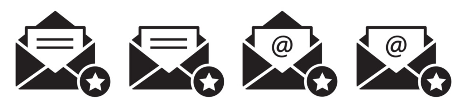 Mail message favorite set icon illustration