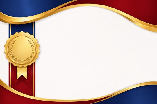 Blank certificate template with gold seal. Elegant diploma border for professional awards.