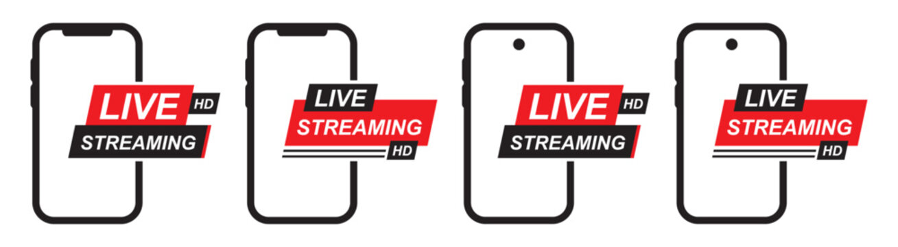 Live streaming on phone icon illustration