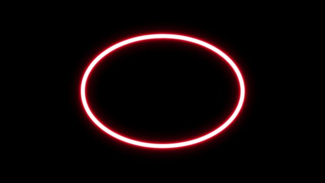 neon circle frame with light flicker, neon circle stroke light loopable 4k alpha channel overlay.