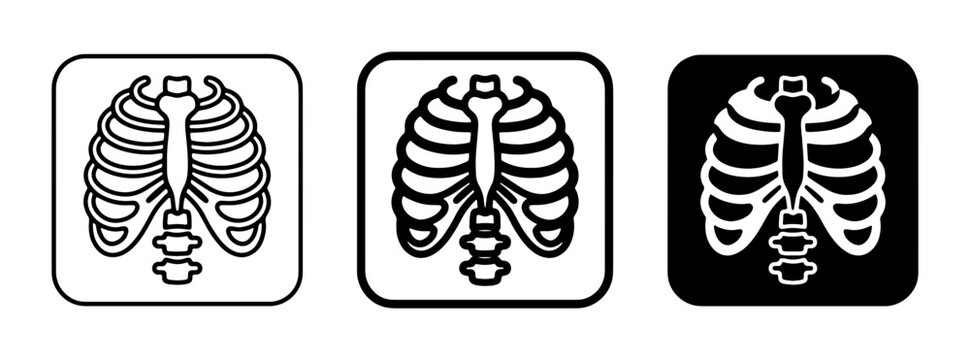 Rib Cage Icons Set, Medical Chest X-Ray Vector Graphics, Human Anatomy Illustration, Healthcare Symbols