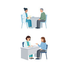 Obraz premium Medical Consultation Scenes Featuring Healthcare Professionals Assessing Patients in Professional Office Settings