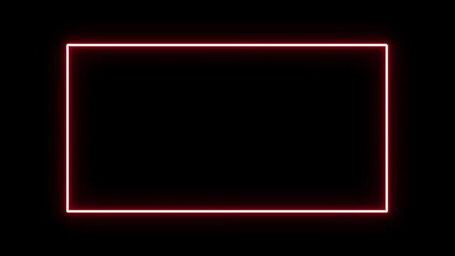 burning fire neon rectangle border animation loopable 4k alpha channel overlay.