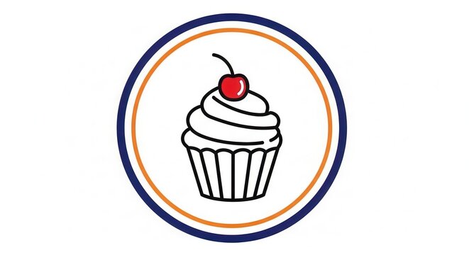 cupcake with cherry, dessert icon