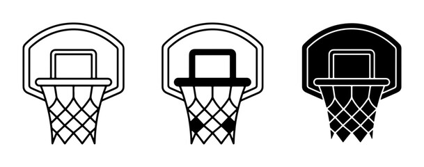 Basketball Hoop Icons Set, Net and Backboard Vector Graphics, Sport Equipment Illustrations © Tanvir