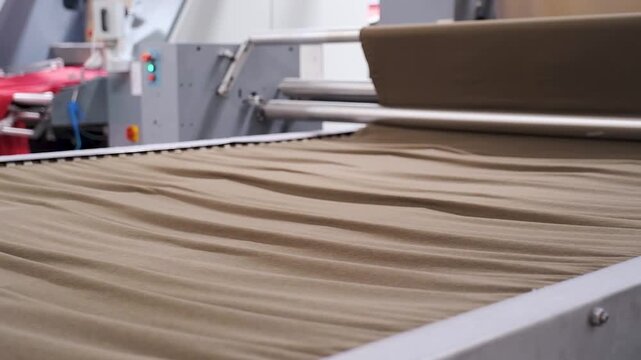 Automated industrial textile weaving machinery operating with colorful thread spools in modern factory