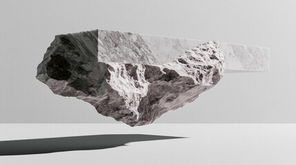 Naklejka premium 3d rendering of a large, irregularly shaped object. the object appears to be made of a white marble-like material, with a rough, uneven surface.