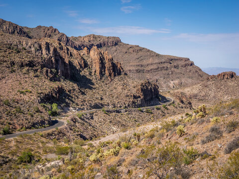  Highway 10 the Oatman Highway and Historic Route 66 alson knwon as the The  Arizona Sidewinder between Kngman and Oatman Arizona USA