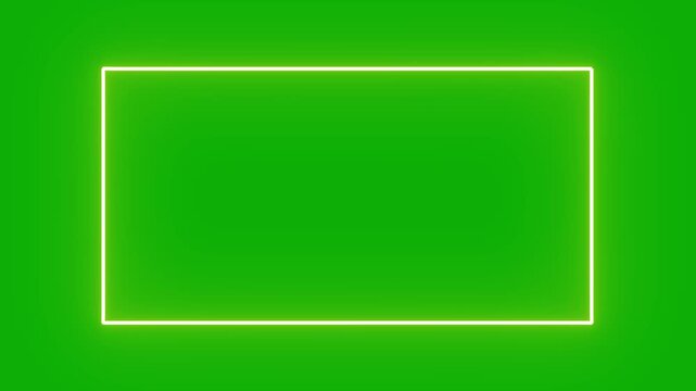 neon square border frame flicker lighting animation. glowing rectangle stroke line loopable 4k alpha channel overlay.