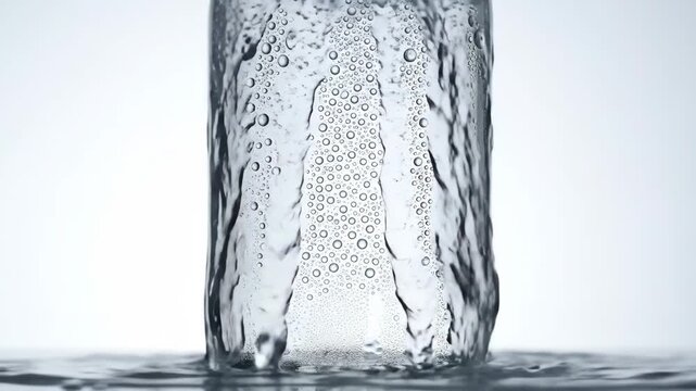 Refreshing Cold Drink Bottle with Bubbles and Condensation.