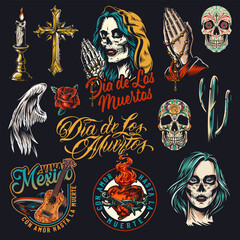 Fototapeta premium Icons of Dia de Los Muertos