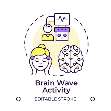Brain wave activity multi color concept icon. Neurological data monitoring systems. Cognitive health tracking. Round shape line illustration. Abstract idea. Graphic design. Easy to use in brochure