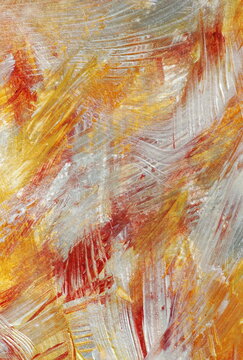 Abstract acrylic paint brush stroke texture background orange white brown colors. Halloween, autumn backdrop