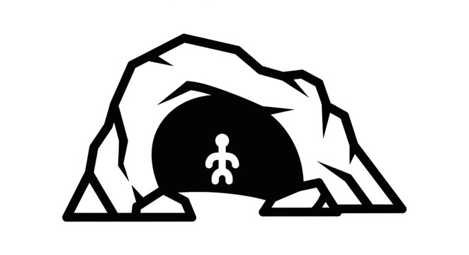 Person Hiding in Cave or Under Rock Illustration