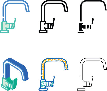 interior faucet water color icon vector. interior faucet water sign. isolated symbol mix illustration