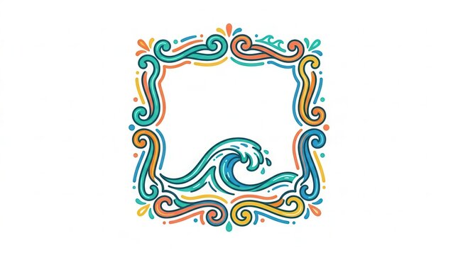 colorful wave frame border