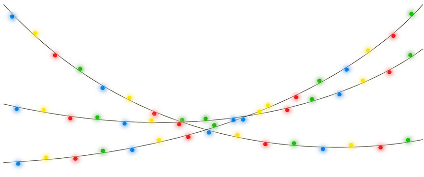 Vector Christmas garland on an isolated transparent background. Light, light garland PNG, Christmas decoration