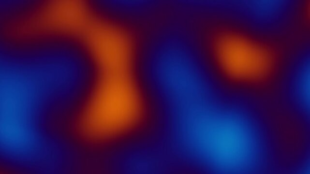 abstract clowing background with multicolored blurred gradients moving on dark blue. Loop gradient background. Burnt orange and navy blue colors