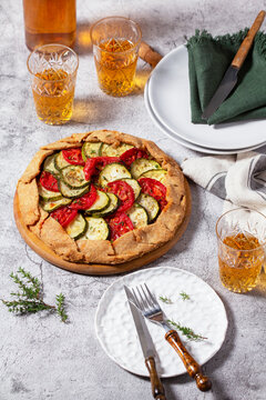 Whole Wheat Vegetable Galette with Zucchini, Tomatoes and Wine