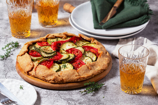 Whole Wheat Vegetable Galette with Zucchini, Tomatoes and Wine