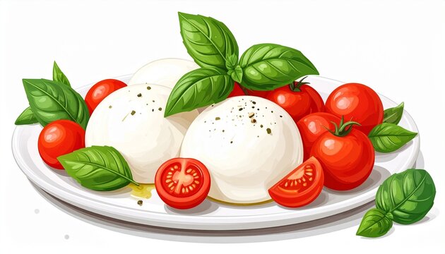 Fresh cherry tomatoes basil and mozzarella salad bowl.