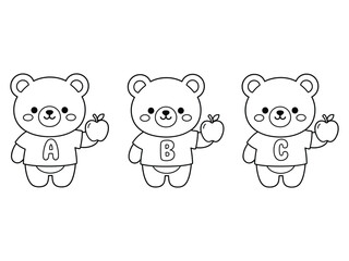 Teddy Bear Line Art With Letters White Background Illustration © Adobe Adi