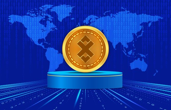 Images of cryptocurrency logos on digital background. adex-adx coin. 3d illustrations.